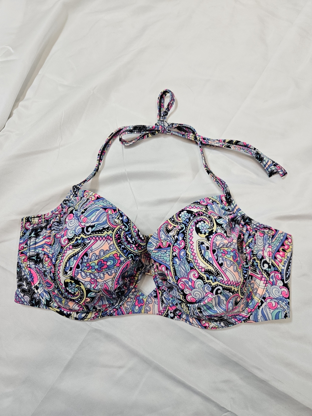 Women's Paisley Print Underwire Bikini Top - Pink Multicolor